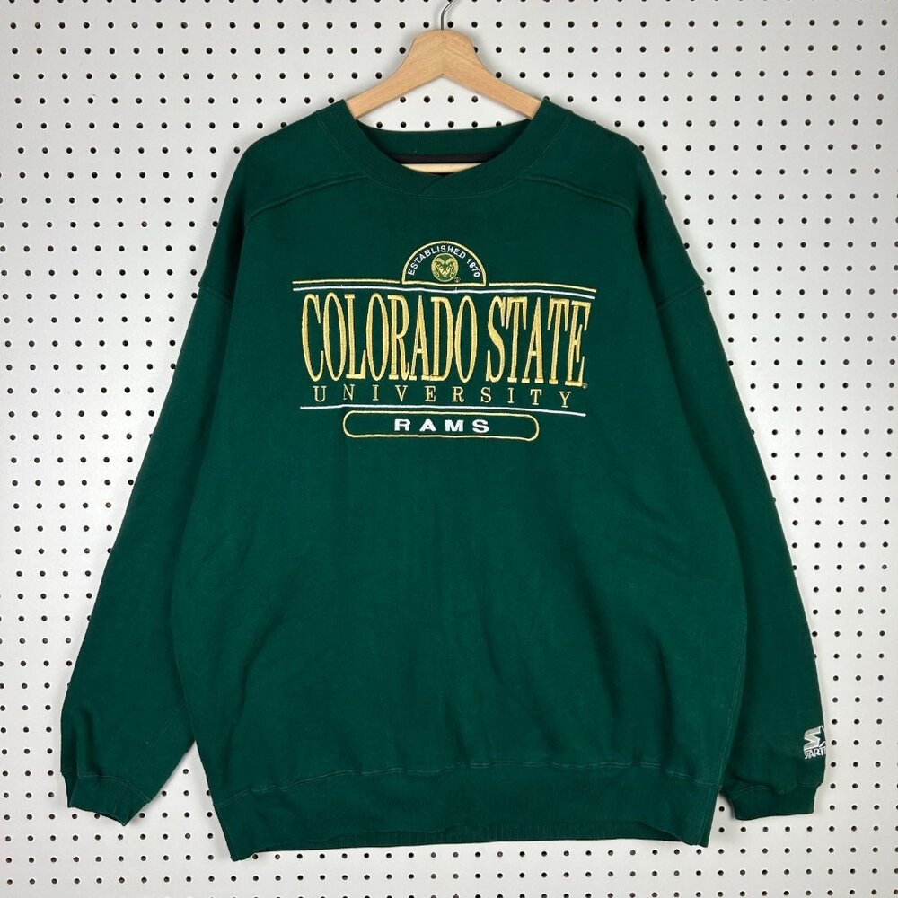 Colorado State XL Starter Crewneck Sweatshirt Vintage 90s Green‎ Embroidered Y2K